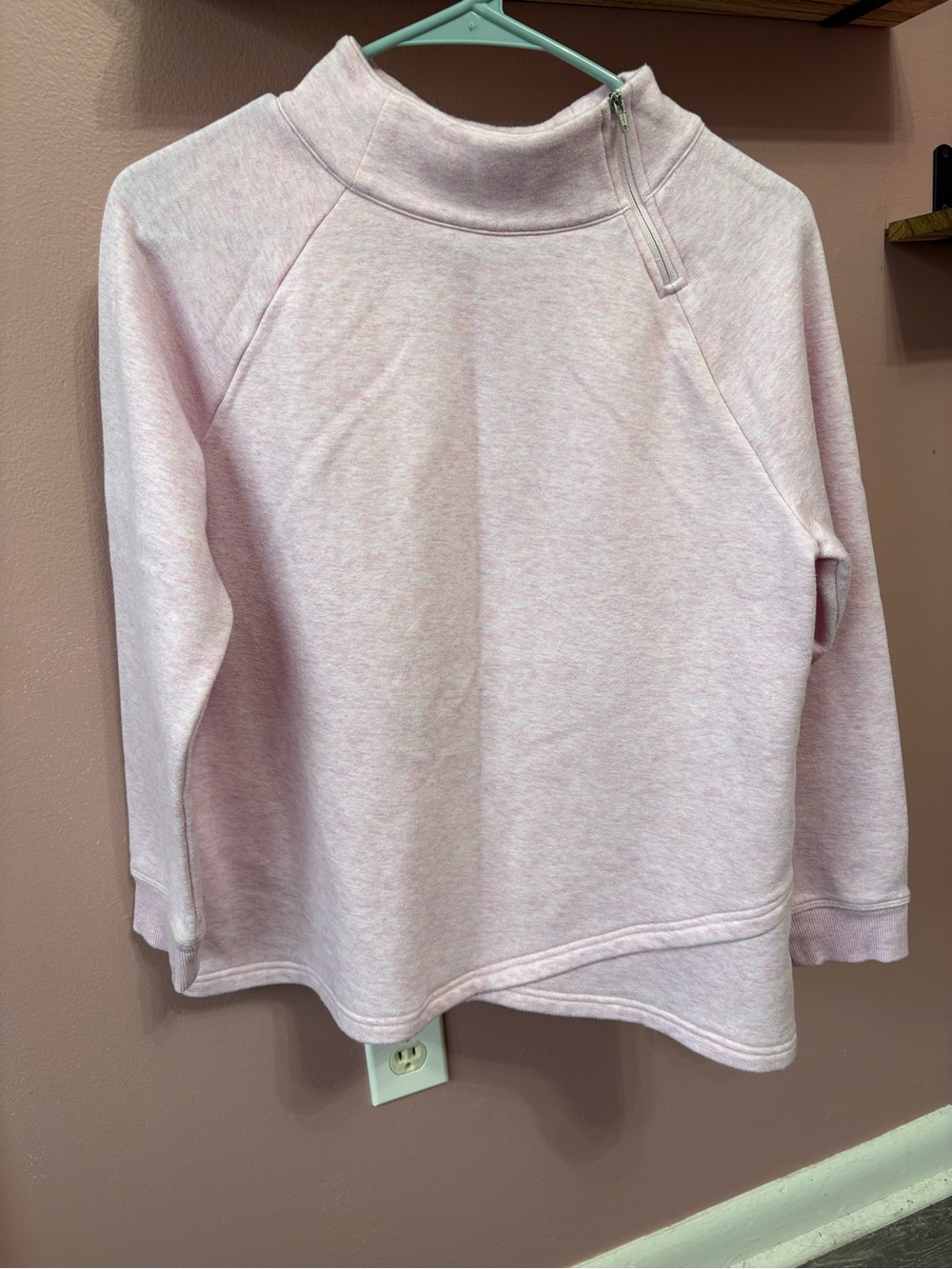 Talbots Light Pink Funnel Neck Zip Pullover Sweater